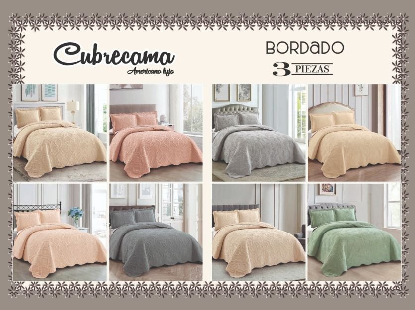 Set cobertor bordado 3pcs <br>(Fardo x 24 und)
