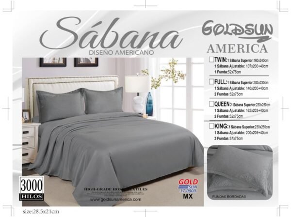 SET DE SÁBANAS 4PCS COLOR ENTERO BORDADAS (FARDOX30UND)