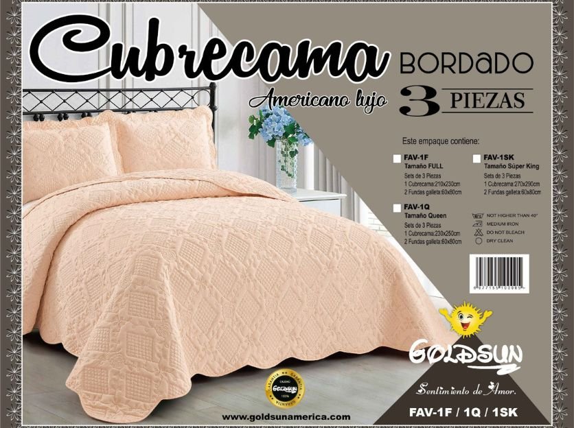 Set cobertor bordado 3pcs <br>(Fardo x 24 und)