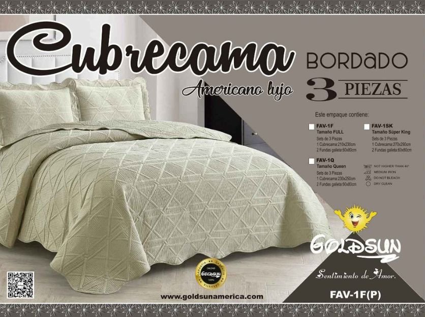 Set cobertor bordado 3pcs <br>(Fardo x 24 und)