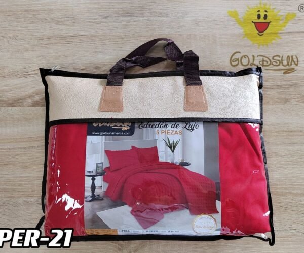 SET COBERTOR DE VERANO 5PCS COLOR ENTERO QUEEN (FARDOX08UND)