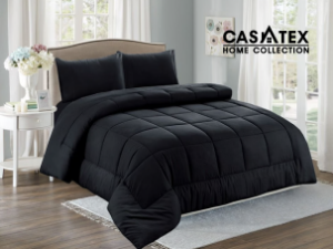 Edredón tela c/ tela full negro 5pcs de 3000 hilos Casatex (Fardo x 12 und)