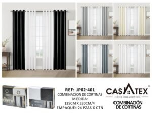Cortina 2 colores 4paños Casatex (Fardo x 24 und)