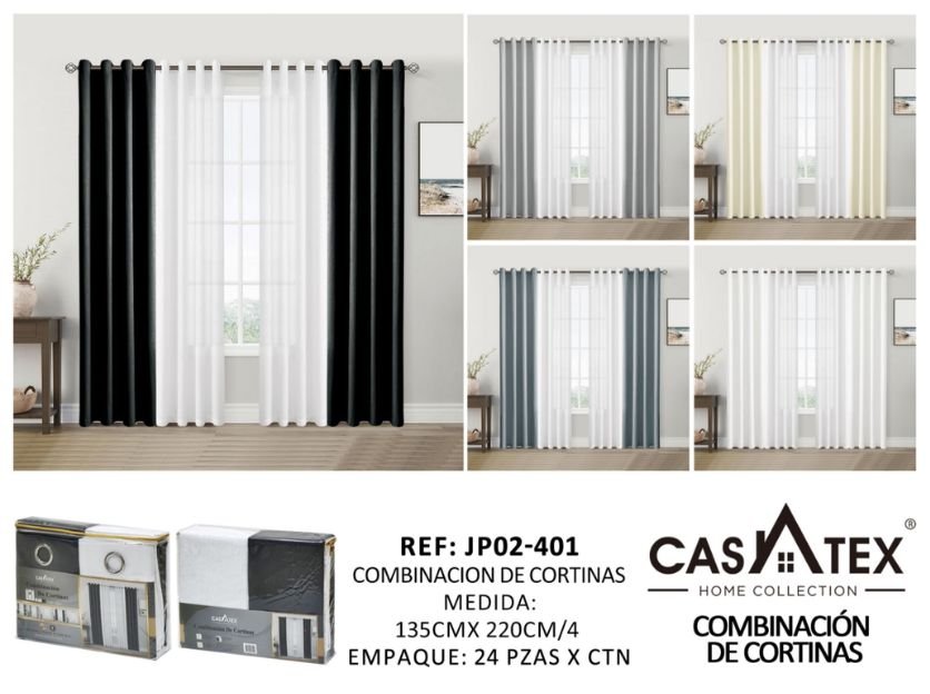 IMG PRINCIPAL WEB (10) Cortina 2 colores 4paños Casatex (Fardo x 24 und)