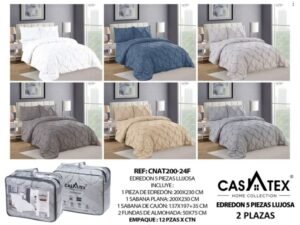 Edredón tela c/ tela 5pcs 3600 hilos<br>(Fardo x 12 und)