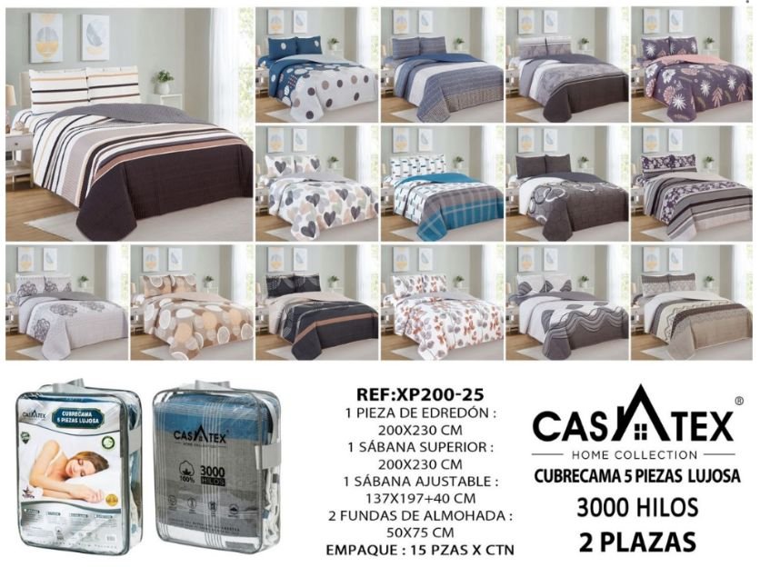 Cobertor verano estampado 5pcs 3000 Hilos<br>(Fardo x 15 und)