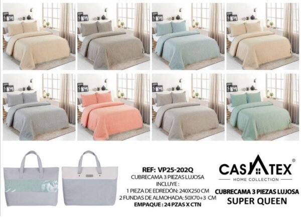 IMG PRINCIPAL WEB (3) Cobertor de verano lujosa 3pcs de 4000 Hilos Casatex<br>(Fardo x 24 und)