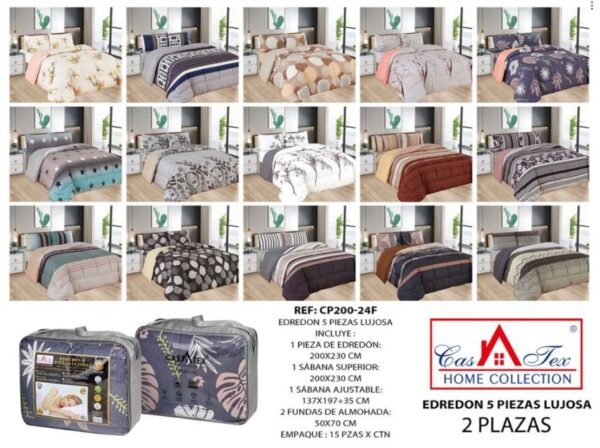 Edredón tela c/ tela 5pcs 3000Hilos Casatex<br>(Fardo x 15 und)