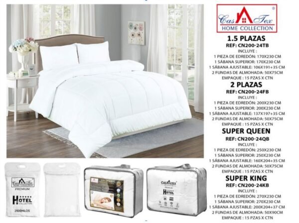 Edredón Hotelero 2500Hilos 5pcs Casatex<br>(Fardo x 15 und)