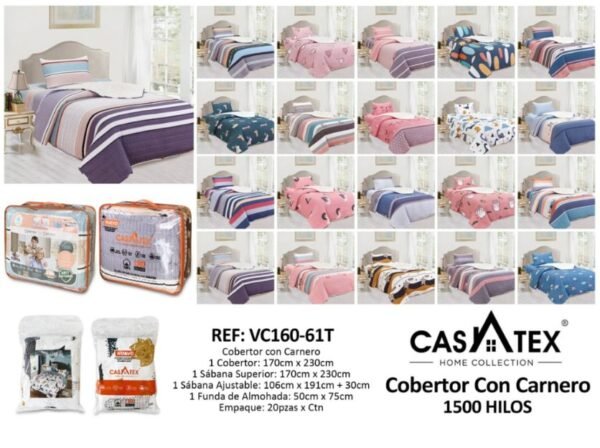 Cobertor tela c/ carnero 4pcs Casatex kids<br>(Fardo x 20 und)