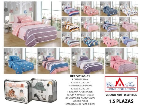 Cobertor verano 4pcs 1500 Hilos Casatex<br>(Fardo x 17 und)