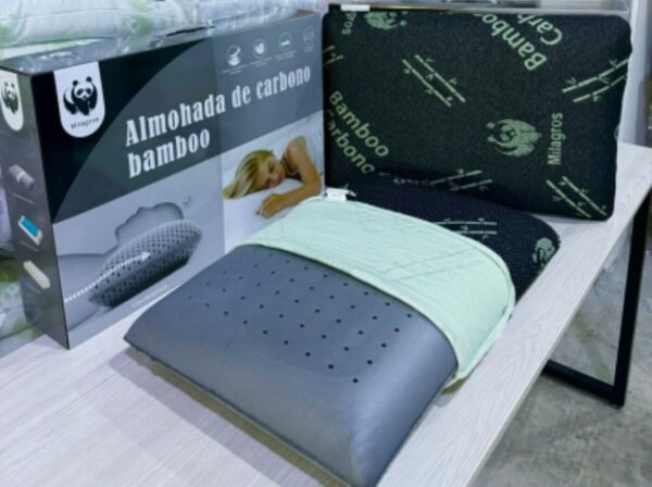 Almohada viscoelástica con hilos de carbono bamboo<br>(Caja x 12und)