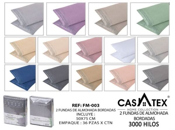 Funda de almohada bordada Casatex<br>(Fardo x 36 packs)
