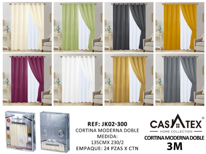Cortina bicolor black out Casatex<br>(Fardo x 24 und)
