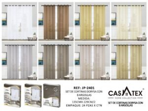 Set de cortinas Doriza c/ 8 argollas Casatex (Fardo x 24 und)