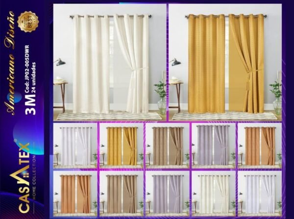 Cortina c/ velo diseño americano Casatex<br>(Fardo x 24und)