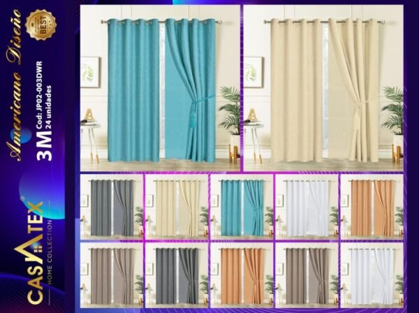 Cortina c/ velo diseño americano 3M Casatex (Fardo x 24und)