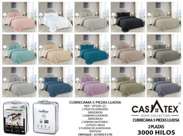 Cobertor verano 5pcs de 3000 Hilos Casatex<br>(Fardo x 15 und)