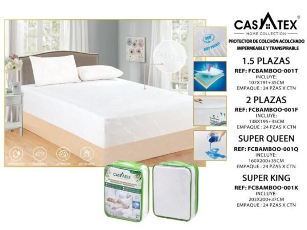 Protector de colchón impermeable de bamboo Casatex (Fardo x 24)