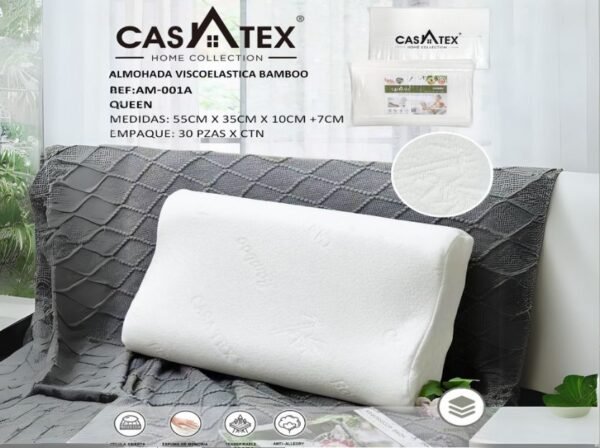 Almohada viscoelástica 55x35cm Casatex (Fardo x 30 und)