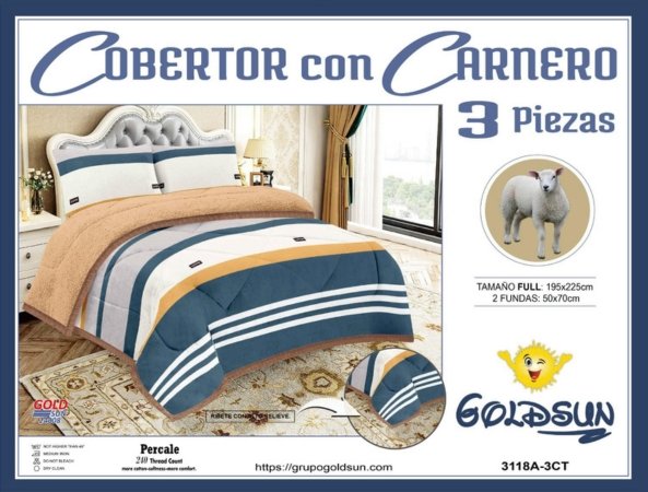 COBERTOR PIEL C/ CARNERO 3PCS 2 PLAZAS (FARDOX20UND)