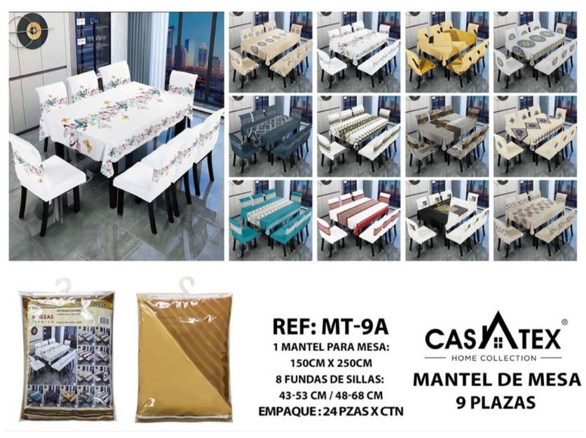 IMG PRINCIPAL WEB (52) Set de comedor mantel + fndas de sillas Casatex<br>(Caja x 24 set)