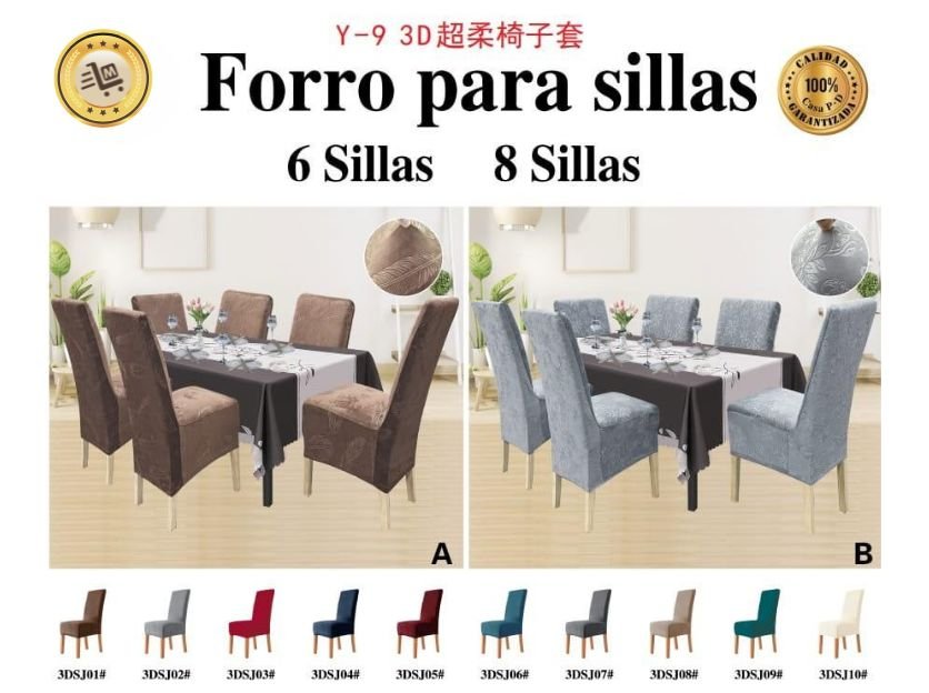 Forro para sillas 6/8 terciopelo 3D<br>(Fardo x 20set)