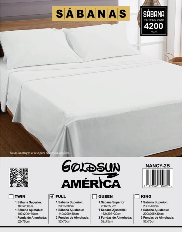 SET DE SÁBANAS 4 PIEZAS COLOR ENTERO BLANCAS (FARDOX42UND)