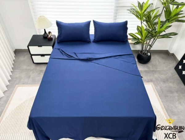 SET DE SÁBANAS 4 PCS COLOR ENTERO CON BORDADO INGLÉS (CAJAX48UND)