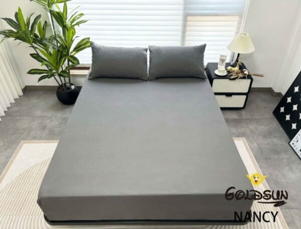 SET DE SÁBANAS 4PCS COLOR ENTERO MODELO MEDALLÓN (CAJAX42UND)