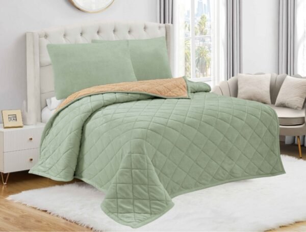 EDREDÓN 3 PCS PIEL CON CARNERO PEGADO COLOR ENTERO (2 PLAZAS)