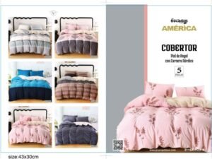 COBERTOR 5 PCS PIEL DE ÁNGEL CON CARNERO NÓRDICO ACOLCHADO (2 PLAZAS, KING)
