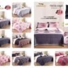 COBERTOR PIEL DE ÁNGEL ESTAMPADO CON CARNERO 5 PCS (2 PLAZAS)